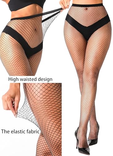 Plus Size Fishnet Tights Stockings Women's High Waist Stockings for Women