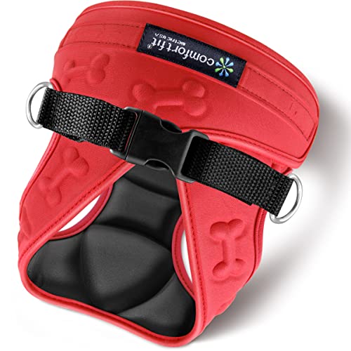 Comfort Fit Dog Harness No Pull No Escape Harness Adjustable Buckles Soft Padded Reflective Choke Step in Dog Vest with Easy Control Handle for Small Medium Large Dogs & Puppies - color: Red, size: S (Chest 12" - 15.5")