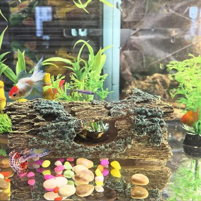Reptile Hide Cave Small Resin Aquarium Deoration Cave Hollow Tree Trunk Log Fish Tank Ornament Hideout for Small Reptile Gecko Tarantula Fish Shrimp7.3 * 2.7 * 2.7IN