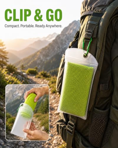 Pack of 20 Cooling Towel 40x12'' Ice Towel for Neck and Face Microfiber Chilly with Bag Breathable Yoga Gym Stay Cool Towels Sweat Rag for Workout Running Camping Pilates Beach, Green - color: Green