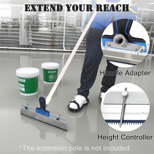 18-Inch Self-Leveling Cement Tool Kit, Upgraded Spike Roller Set with 9-Inch Spike Roller, Epoxy Shoes Spikes & Gloves, Floor Leveling Tools for Epoxy & Concrete Coating (5)