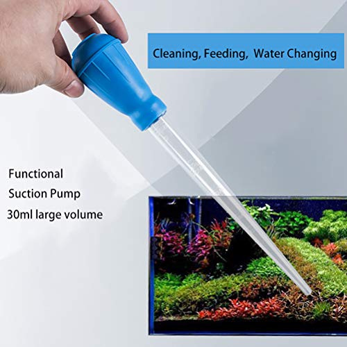 Haofy Mini Fish Dust Remover, 30ml 11in Manual Water Changer Dropper Tool for Shrimp, Daphnia, with Precise Measurement, Liquid Additive, Plastic Material, (Blue)