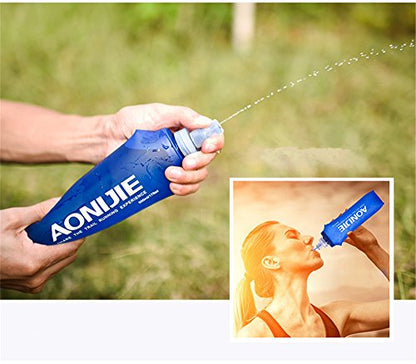 AONIJIE 250ML/350ML/500ML/600ML Portable TPU Soft Water Bottle Folding Soft Flasks For Outdoor Marathon Running Hydration Camping Hiking - color: 250ML-2pcs