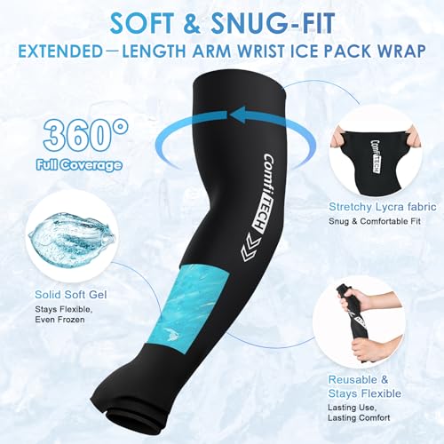 ComfiTECH Full Arm Wrist Ice Pack Wrap, Tennis Cold Sleeve, Large - size: Large