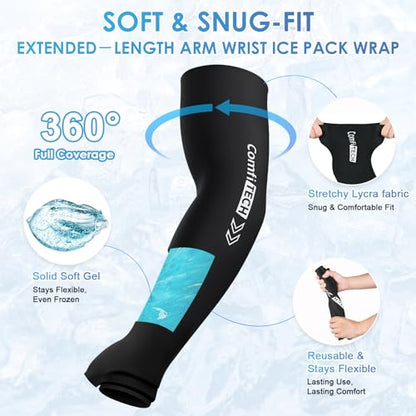 ComfiTECH Full Arm Wrist Ice Pack Wrap, Tennis Cold Sleeve, Large - size: Large