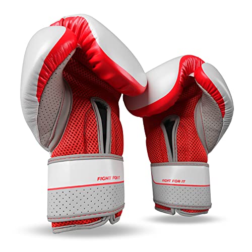 Sanabul Hyperstrike Boxing Gloves for Women, Kickboxing MMA Muay Thai Gloves, Training Sparring Punching Heavy Bag. - color: Red/White, size: 10 oz