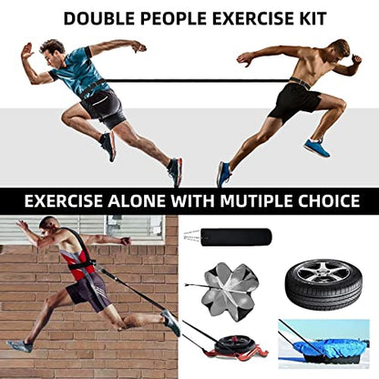 Sled Harness, Adjustable Speed Tire Pulling Belt for Working Out | Strength and Agility Training Equipment, Physical Training Rope Football Exercise Set for Outdoor Indoor Men and Women - size: 9.8FT