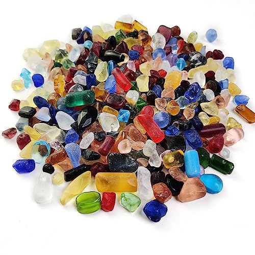 HappyFiller Matted Colored Sea Glass for Crafts,1.4 LB,Tumbled Stones Aquarium Rocks Vase Fillers Beach Theme Decor, Fire Pit,Tabletop Fountain,Garden Landscaping Crushed Glass,Soil Cover,10+ Colors - size: 1.4 LB