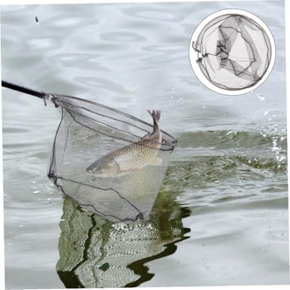 Hemobllo 4pcs Foldable Fishing Landing Net Replacement Heads, Stainless Steel Frame with Deep Black Mesh, 40cm Round Net for Freshwater and Saltwater Fishing Gear