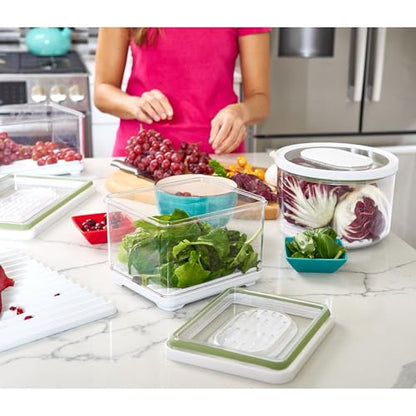 iDesign Fridge Produce Bin with Removable Drainage Tray and Lid - Set of 4 - Clear - size: Square- Small, style: Pack of 4