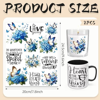 UV DTF Cup Wrap Transfer Stickers, 2 Sheets Butterfly Quotes Rub On Transfers for Tumblers Glass Cups Mugs Water Bottles - style: Butterfly Quotes