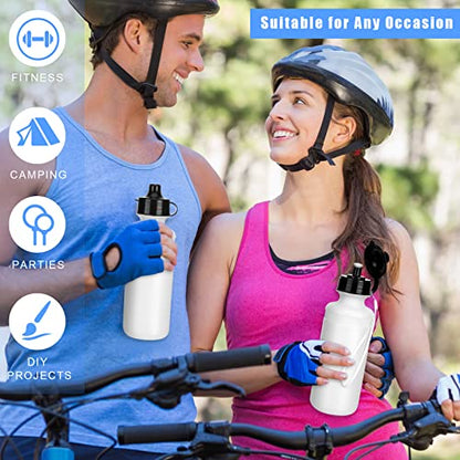 Zubebe 36 Pcs Sports Water Bottles Squeeze Bulk 21 oz | Reusable Plastic Water Bottles with Carry Strap, Back to School Supplies Summer Team Gifts for Students Travel Hiking Cycling - color: White