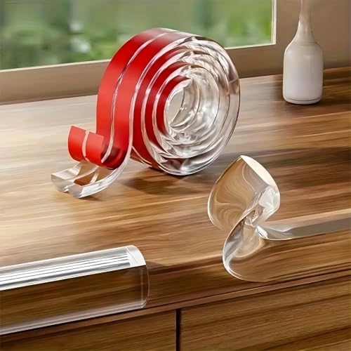 1 Roll Furniture Corner Guard Edge Safety Bumpers, 0.39X39.37 Inches Soft Silicone Clear Corner Guards, Adhesive Gel for Furniture, Cabinets, Glass & Coffee Tables