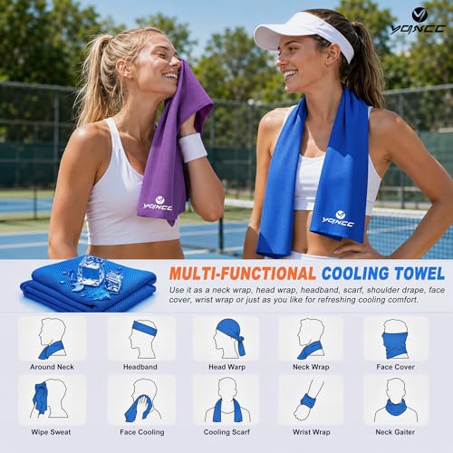 YQXCC 4 Pack Cooling Towels, 40"x12", Ice Cool Towels for Neck & Face | Soft Breathable Microfiber, Instant Cooling Neck Wraps for Yoga, Golf, Gym, Running, Hiking, Camping & Hot Weather Activities - color: 2 Purple, 2 Dark Gray