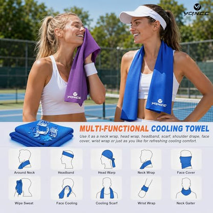 YQXCC 4 Pack Cooling Towels, 40"x12", Ice Cool Towels for Neck & Face | Soft Breathable Microfiber, Instant Cooling Neck Wraps for Yoga, Golf, Gym, Running, Hiking, Camping & Hot Weather Activities - color: Dark Blue, Light Blue, Light Gray, Purple