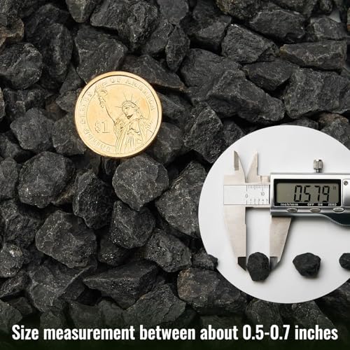 10 Pound Gravel Rocks, 0.5-0.7 Inches Polished Pebbles for Plants, Fish Tank, Clear Vase and More, Natural Black Stones