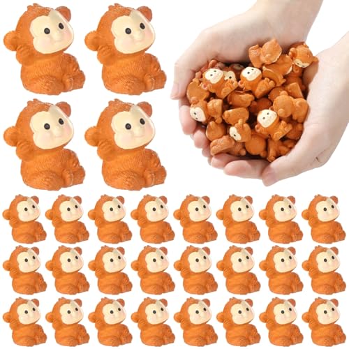 50 Pcs Mini Resin Monkey Figurine, Cute Jungle Animal Resin Miniature Ornaments for Micro Landscape, Fairy Garden, Cake Decor, Bookcase and Aquarium, Terrarium Accessories Bulk Set - style: Monkey