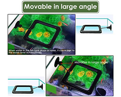 Fish Feeding Ring 2 Pieces Aquarium and Tank Floating Rings Food Feeders with Suction Cup(Black)