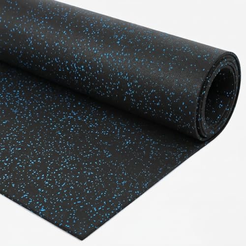 Flooring Inc's 1/4" Thick Tough Rubber Flooring Roll | Flexible Recycled Rubber Floor Mats for Home Gym | Heavy Duty Rubber Mat for Home Gyms, Sheds, Horse Stall Mat or Trailer - color: Blue, size: 120"L x 48"W x 0.3"Th