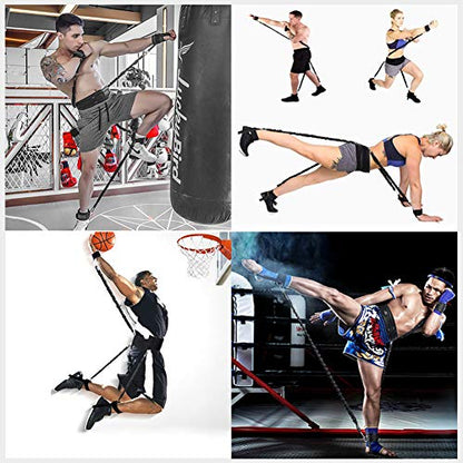 Boxing Training Resistance Band Set Leg Strength and Agility Training Strap System for Boxing,MMA,Muay Thai,Karate Combat, Basketball,Football Build Speed and Strength for Hitting - color: 250lb Black