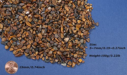 LAIDANLA Tiger Eye Crushed Stone Crystal Chips Bulk Natural Gemstones Healing Reiki Crystals Mini Quartz Vase Filler Aquarium Gravel 100g - color: Brown-tiger Eye, size: 0.22 Pound-（0.2"-0.28"）