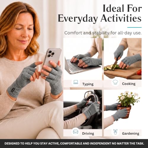 Vive Arthritis Gloves - Men, Women Rheumatoid Compression Hand Glove - color: Grey, size: X-Small