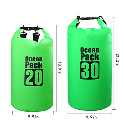 Dry Sack/Waterproof Bag for Boating, Kayaking, Hiking, Snowboarding, Camping, Rafting, Fishing and Backpacking (Green, 20L) - color: Green, size: 20L