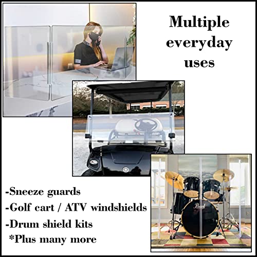 DistinctAndUnique Clear PVC Hinge Piano Style for 1/4" (6mm) Material, 12 Inch, 2 Pack No Screw or Glue Plastic Aquarium Lid Hinges for Plexiglass Panels, Golf Cart Windshield Hinge Acrylic Panels