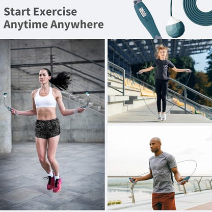 Jump Rope With Counter - Cordless Ropeless Skipping for Fitness Training - Speed Rope With Digital Handle for Exercises - Men, Women and Kids - Wireless Indoor Outdoor