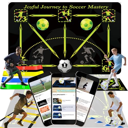 Soccer Training Equipment with Training Mat, Resistance Band, Ladder, Cones