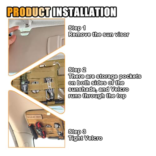 smilfuy Tactical Molle Car Sun Visor Organizer, Large Molle Visor Panel - color: Khaki