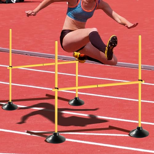 TNZMART 4.9 FT Adjustable Agility Hurdles Poles for Soccer Football Speed Training Equipment Track and Field - style: 3 groups