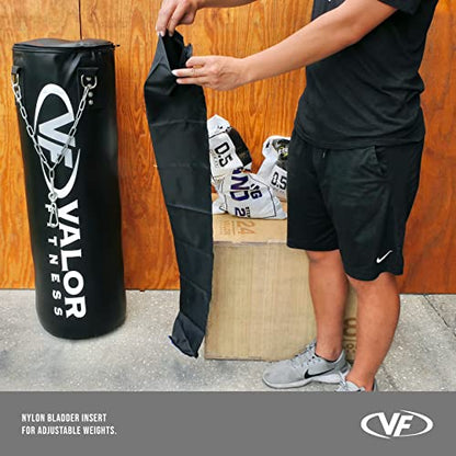 Valor Fitness Adjustable Heavy Punching Bag - Durable Hanging Boxing Bag 45 lbs with Max Fill Capacity of 80 lbs for Home Gym & MMA Training with Impact-Absorbing Foam Padding