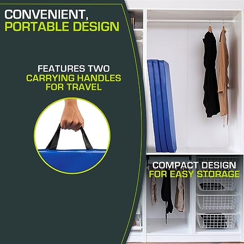 ProsourceFit Tri-Fold Folding Thick Exercise Mat 6’x4’ with Carrying Handles for Tumbling, Martial Arts, Gymnastics, Stretching, Core Workouts