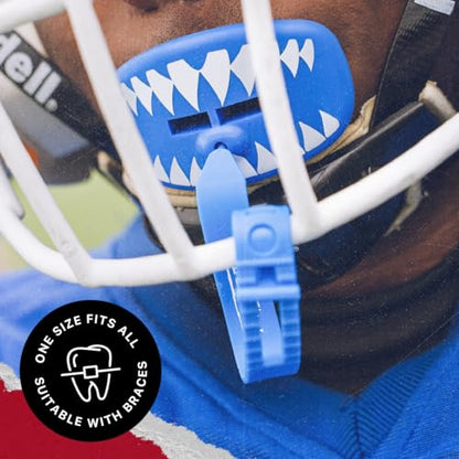 SAFEJAWZ Lip Guard, Football Mouth Guard with Detachable Strap - color: Shark