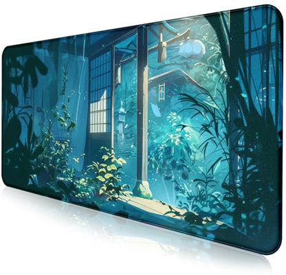 Tropical Plants XL Extended Gaming Keyboard Pad Computer Non Slip Mouse Pad | The Surface Of The Mouse Pad Is Designed With Fiber Woven Material, And The Base Is Made Of Natural Anti Slip Rubber. - color: Tropical Plants
