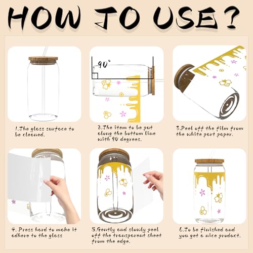 24pcs Cute Bees UV DTF Cup Wrap,UV DTF Cup Wraps for 16 oz,Glasses,Tables,Chairs,Computers,High Viscosity UV DTF Transfer Paper - style: Cute bees