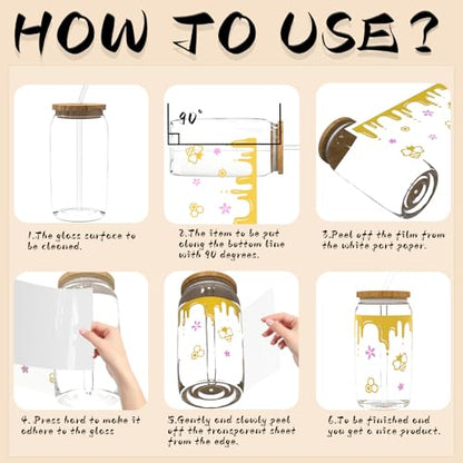 24pcs Cute Bees UV DTF Cup Wrap,UV DTF Cup Wraps for 16 oz,Glasses,Tables,Chairs,Computers,High Viscosity UV DTF Transfer Paper - style: Cute bees