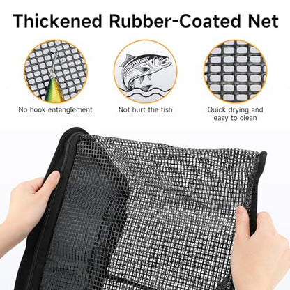 SANLIKE Floating Fishing Basket Collapsible Fishing Net Cage, Rubber Coated Net Fish Basket for Live Caught Fish Minnows Bait Bucket Minnow Trap, 24L/40L/59L，Black/Grey - color: L-59L-Grey