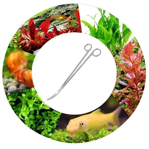 Aquarium Scissors, 13.8" Aquarium Scissors Extra Long,Stainless Steel Curved Scissors, Professional Aquarium Plant Scissors, Silver