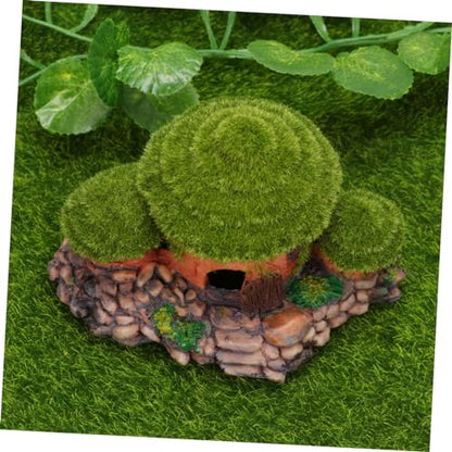 2pcs Decor Ornament Fish Bowls for Betta Fish Aquarium Moss Fish Tank Reptile Bridal House
