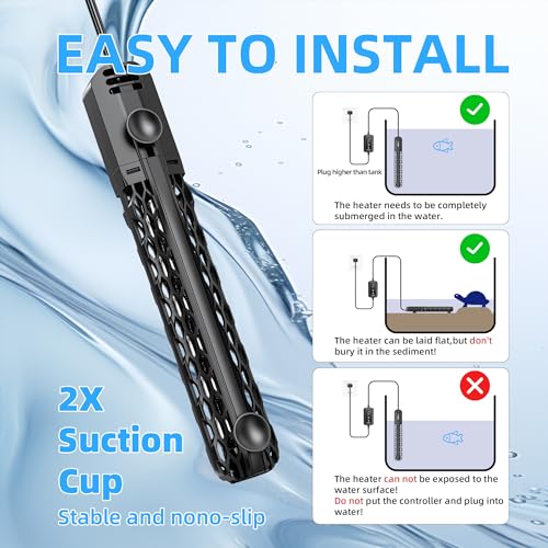 Aquarium Heater for Fish Tank: 100W/200W/300W/500W Submersible Fish Tank Heater with Over-Temperature and Off-Water Protection for 40-75 Gallon Saltwater and Freshwater - size: 300W(40-75gallon)