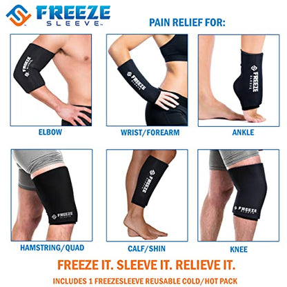 FreezeSleeve Ice & Heat Therapy Sleeve- Reusable, Flexible Gel Hot/Cold Pack, 360 Coverage for Knee, Elbow, Ankle, Wrist- Turquoise, X-Large - color: Turquoise, size: X-Large (Pack of 1)