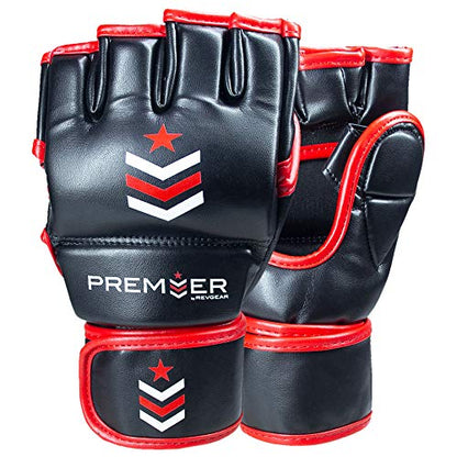 Revgear Premier MMA Grappling Gloves, MMA, Kickboxing, Martial Arts, Boxing - color: Red/Black, size: Small