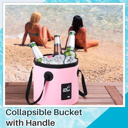 Tessco for you 4 Pack 5 Gallon Collapsible Bucket with Handle Portable Folding Bucket Collapsible Camping Sink Water Container for Hiking Fishing Beach Car Washing - color: Gray, White, Light Blue, Light Pink