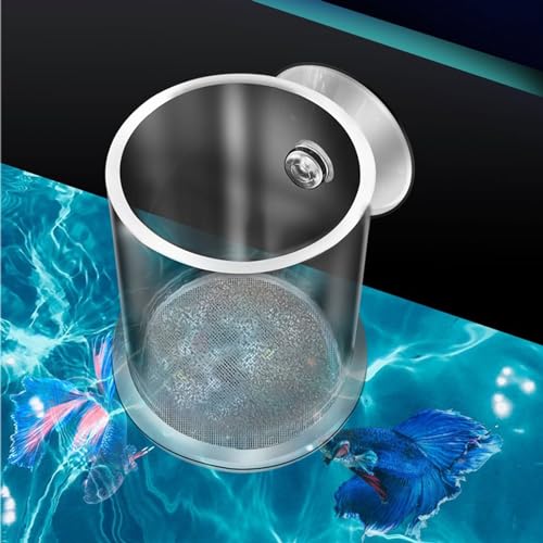 Acrylic Feeding Jar Fish Feeder Brine Shrimp Eggs Red Worms Food for Fish Feeding Bowl with Suction-Cup - size: Medium