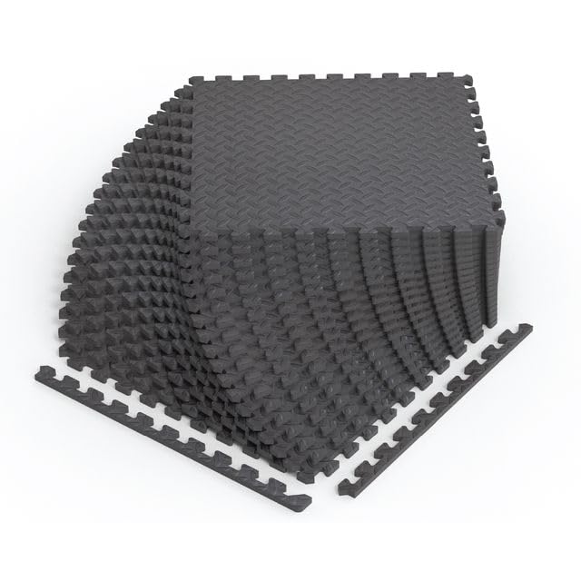 Norsk Diamond-Plate EVA Foam Gym Floor Tiles, Gray, 24-Pack - size: 24 Tiles - 96 Sq. Ft.