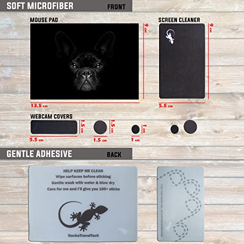 Mouse Pad Adhesive Bottom - Sticks to Any Surface - Portable - Webcam Covers and Screen Cleaner Included (2 Pack - Dog Set) - color: 2 PACK - DOG SET
