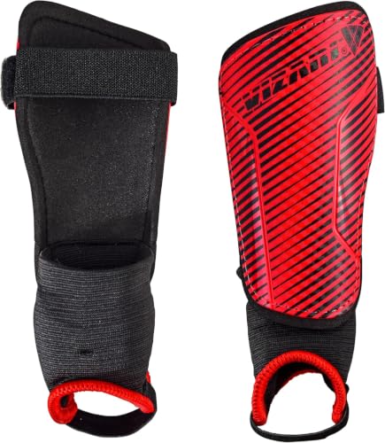 Vizari Matera Soccer Shin Guards | Lightweight PP Shell | Foam Padded Backing | Youth Soccer Shin Guards | Soccer Equipment - color: Red / Black, size: Small