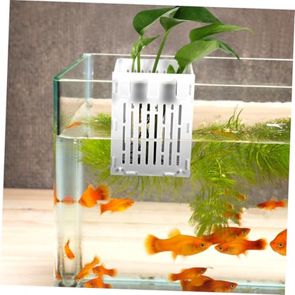 UKCOCO 2pcs Live Plant Aquarium Supplies Planting Baskets Fish Tank Plant Pots Sturdy White Easy Drainage